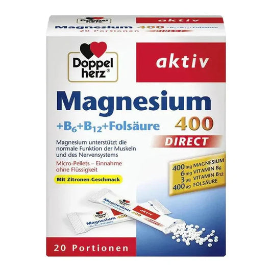 DoppelHerz Magnesium 400 (+ B1 + B6 + B12 + Folic Acid ) 20 Bustine