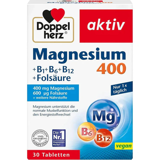 DoppelHerz Magnesium 400 (+ B1 + B6 + B12 + Folic Acid ) 30Tab
